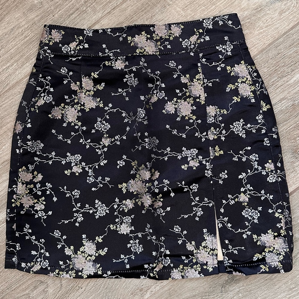 Black Satin Mini Skirt